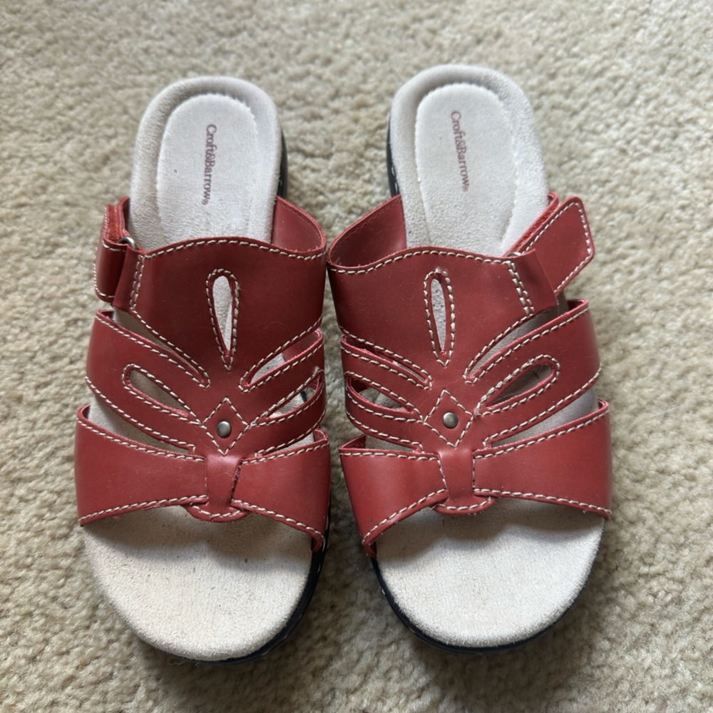 croft & barrow Red Sandals Comfortable Slip-On Design
